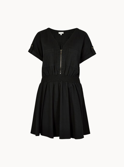 Zip Detail Skater Mini Dress