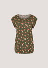 Bird Print Graphic Woven T-Shirt, Khaki, large