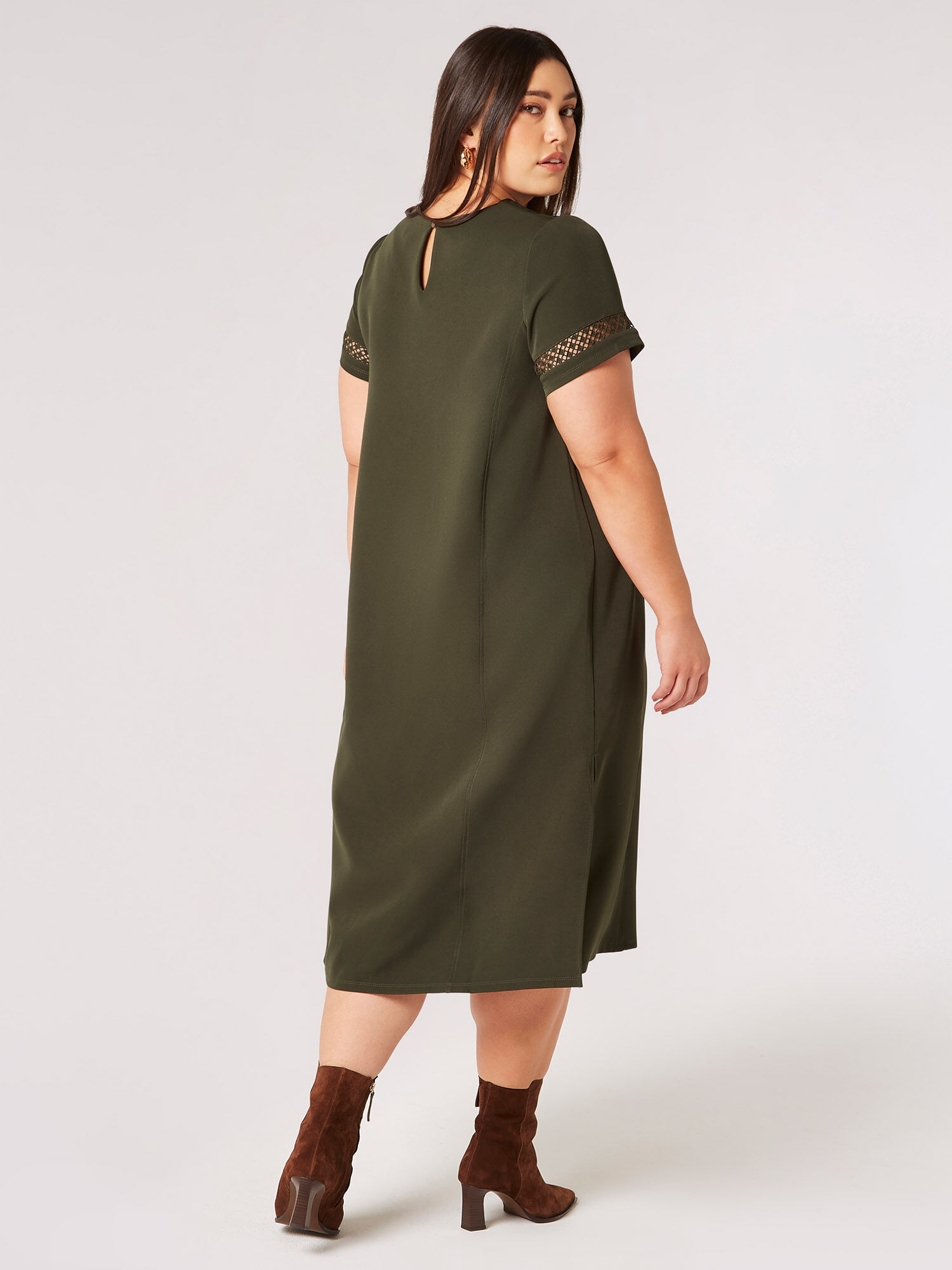 Curve Midi T Shirt Dress Apricot Clothing