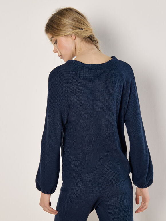 Soft Textured Top, Navy, large