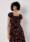 Vintage Rose Milkmaid Midi Dress, Black, large
