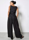 Textured Twill Wide-Leg Trousers, Black, large