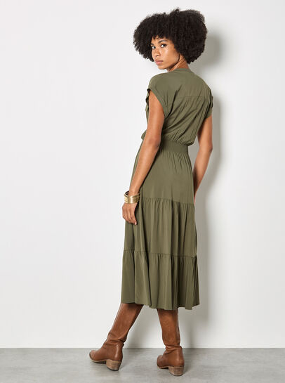 Tiered Utility Midaxi Dress