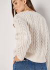 Pearl Embellished Cable Knit Jumper, Cream, large