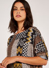 Chevron Patchwork Batwing Top, Mustard, large