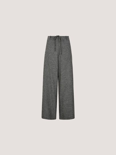 Wide-Leg Herringbone Trousers