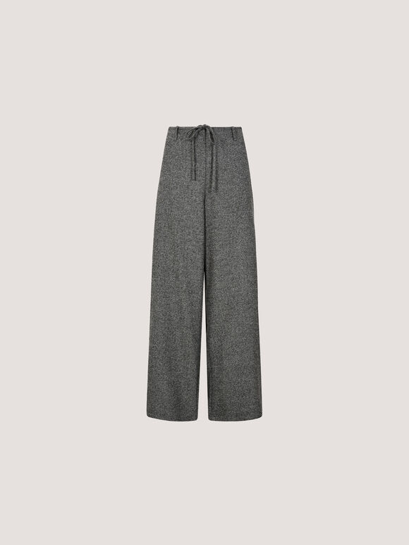 Wide-Leg Herringbone Trousers, Grey, large