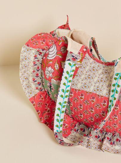 Patchwork Frill Fabric Bag