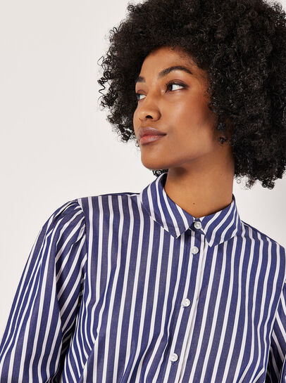 Stripe Shirt Cotton Mini Dress