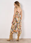 Palm Print Ruffle Midi Dress, Khaki, large