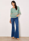 Embroidered Cotton Mesh Blouse, Mint, large