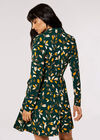 Silhouette Leaf Wrap Mini Dress, Green, large