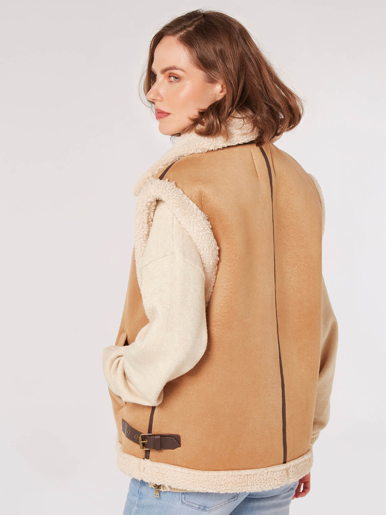Faux fur store lined suede aviator