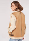 Borg-Lined Suede Aviator Gilet, Stone, large