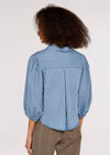 Denim Cropped Shirt, Blue, large