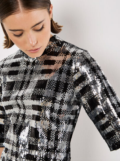 Sequin Check Bodycon Mini Dress