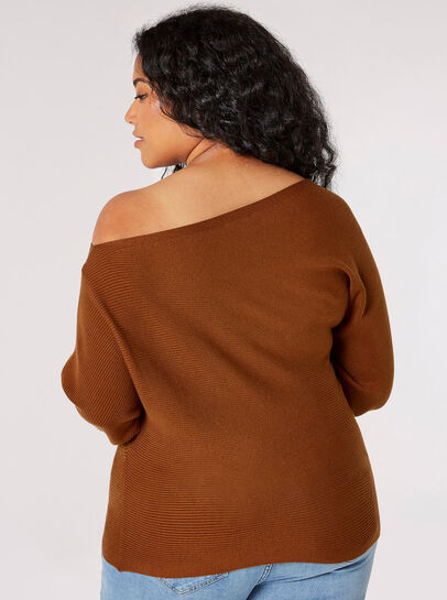 Curve Off Shoulder Ribbed Jumper