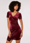 Velvet Ruched Bodycon Mini Dress, Burgundy, large
