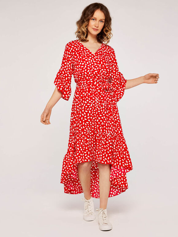 Rock Ruffle Wrap Dress, Red, large