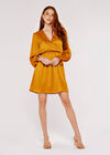 Floral Jacquard Wrap Dress, Mustard, large