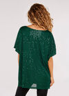Sequin-Embellished Oversized T-Shirt, Green, large
