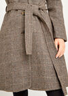 Brown Check Wool Blend Coat, Brown, large