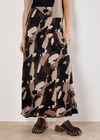 Brushstroke Bias Maxi Skirt, Brown, large