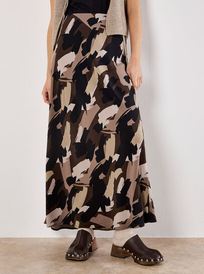 Brushstroke Bias Maxi Skirt