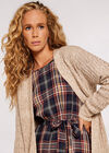 Chunky Ribbed Knit Cardigan, Stone, large
