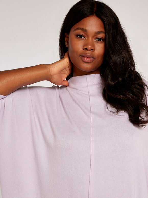 Curve Soft Marl Neck Top, Lilac, large
