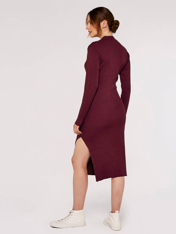 Bodycon Midi Dress, Burgundy, large