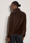 Fleece Cardigan, Brown, large