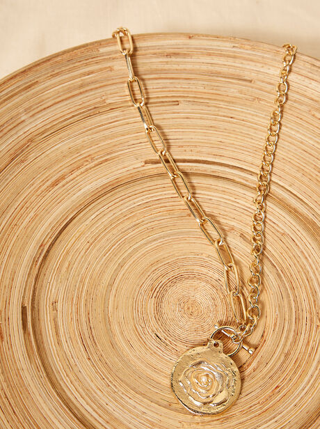 Gold Flower Coin Necklace