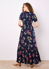 Watercolour Floral Maxi Dress, Navy, large