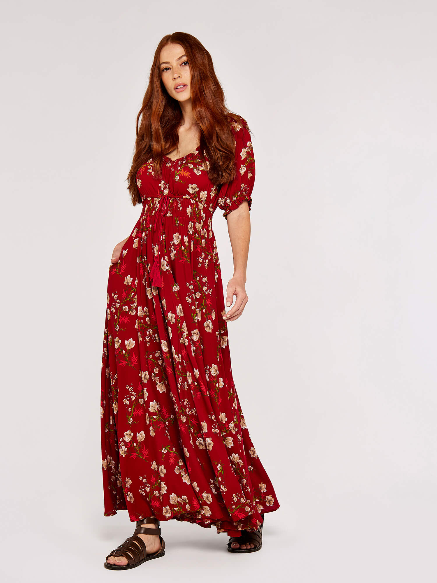 Red bardot 2025 maxi dress uk