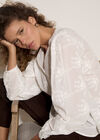Floral Embroidered Cotton Blouse, White, large