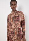 Ikat Patchwork Oversized Jumper Mini Dress, Burgundy, large
