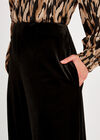 Wide Leg Velvet Trousers, Black, large