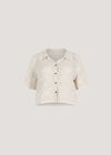 Floral Cotton Crochet Cardigan, Stone, large