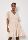 Polka Dot Chiffon Mini Dress, Peach, large