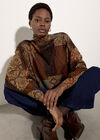 Patchwork Tapestry Roll Neck Top, Rust, large