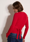 Rib Knit Wrap Top, Red, large
