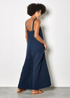 Wide-Leg Textured Cotton Jumpsuit, Navy, large