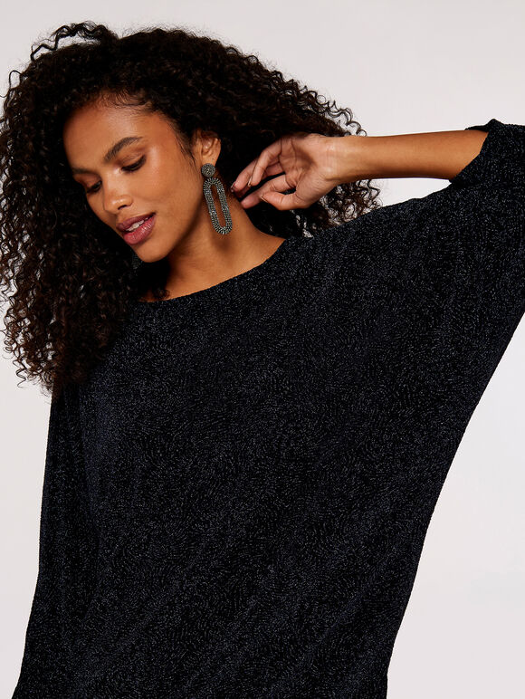 Metallic Swirl Batwing Top, Navy, large