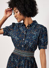Paisley Shirt Midi Dress, Navy, large