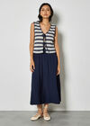 Stripe Pointelle Knit Waistcoat, Navy, large