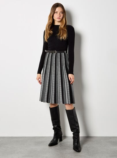 Dotty Skirt Belted Knit Dress