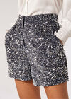 Sequin Velvet Shorts, Light Grey / Silver, large