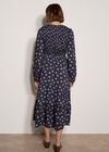 Smocked Floral Midi Dress, Navy, large