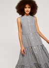Multi Panel Stripe Dress, Navy, large